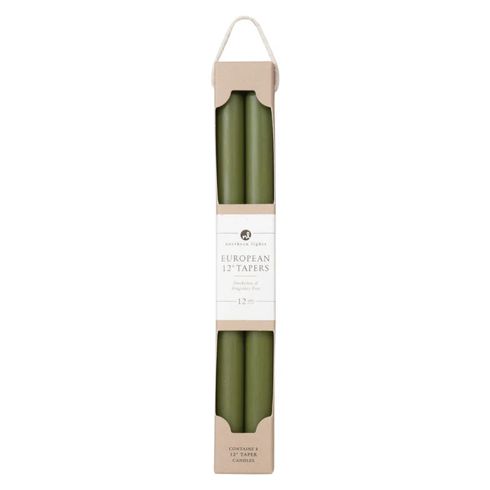 12" Taper Candles Set of 2 | Moss Green