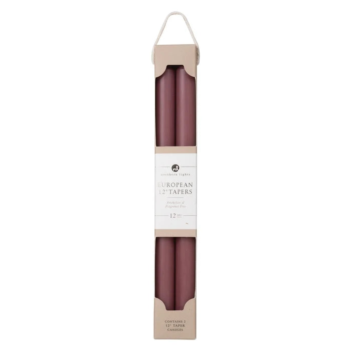 12" Taper Candles Set of 2 | Rosewood