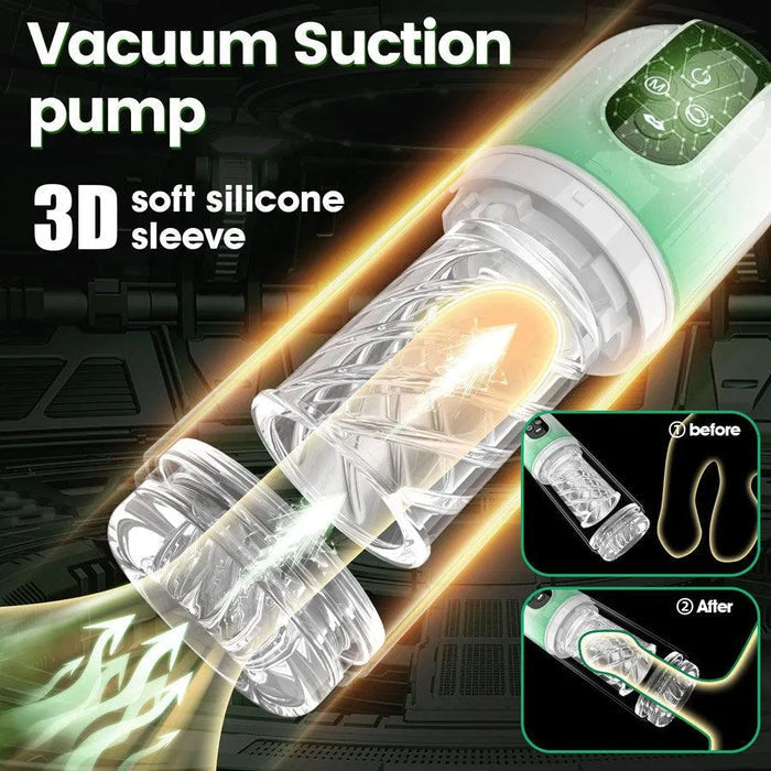 2-In-1 Sucking Rotating Male Masturbator Penis Enlargement Pump Mens Sex Toy - xinghaoya official store