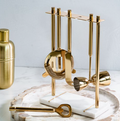 4-Piece Stainless Steel Gold Finish Marble Base Bar Set