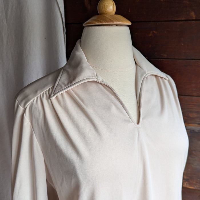 70s Vintage Plus Size Polyester Knit Blouse