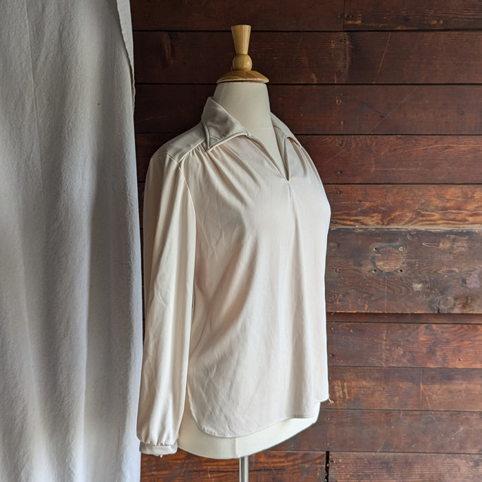 70s Vintage Plus Size Polyester Knit Blouse