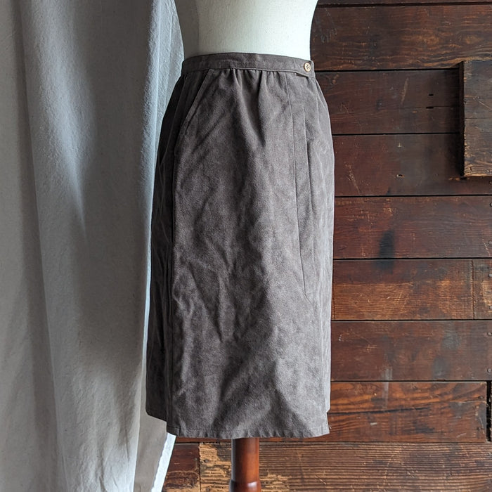 70s Vintage Taupe Midi Skirt