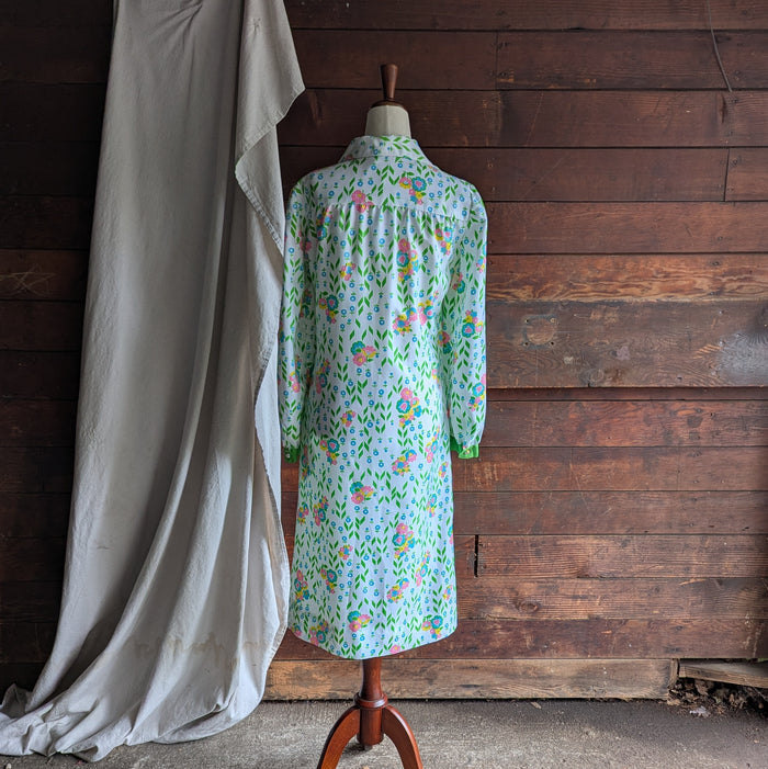 70s Vintage White Floral Midi Dress