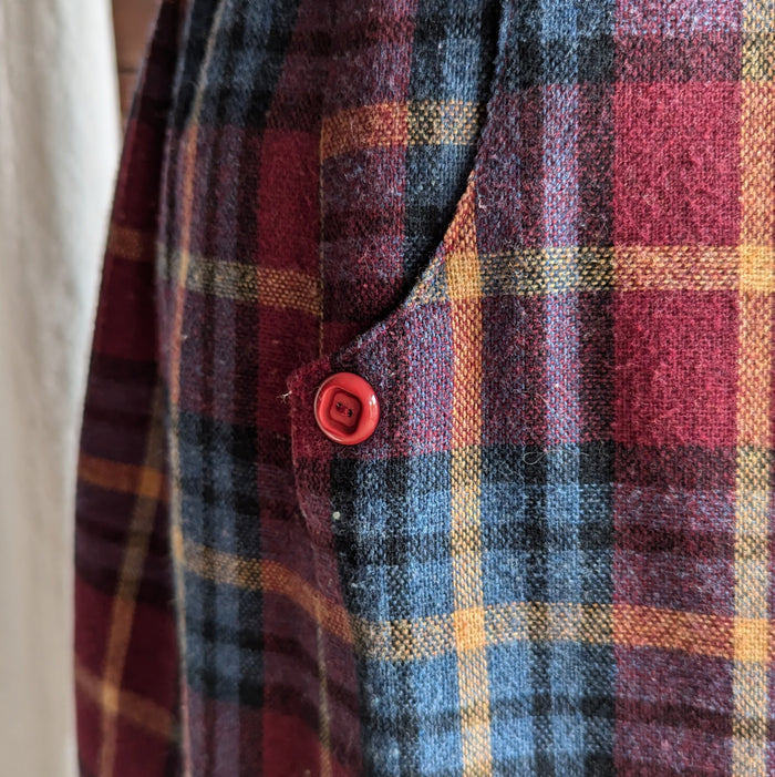 70s/80s Vintage Plaid Tweed Knee-Length Skirt