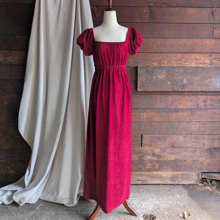 70s/80s Vintage Red Velveteen Regency Style Dress