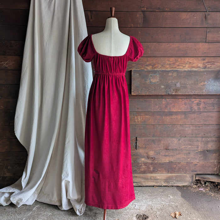 70s/80s Vintage Red Velveteen Regency Style Dress