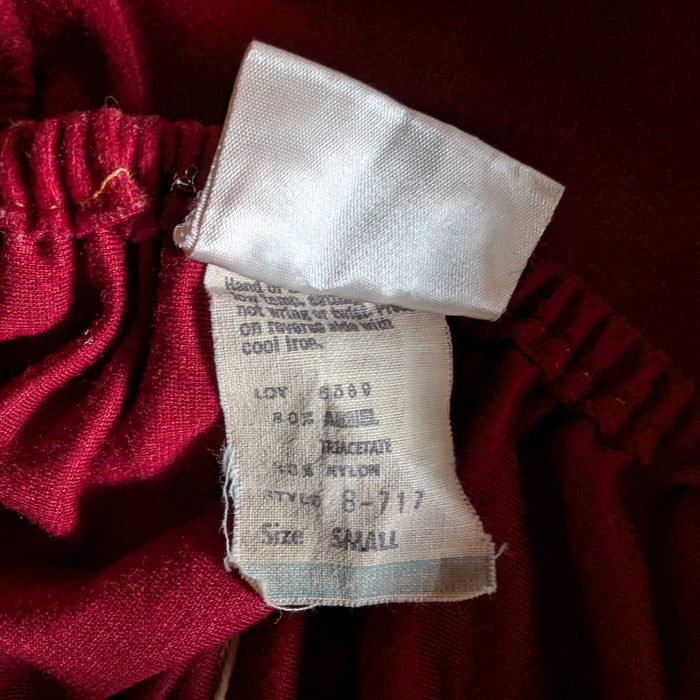 70s/80s Vintage Red Velveteen Regency Style Dress