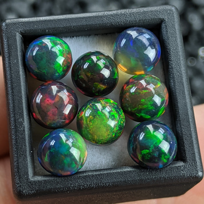 ~7mm Round Welo Smoked Black Opal Cabochons