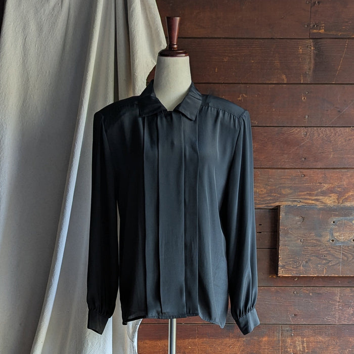 80s Vintage Black Boxy Blouse