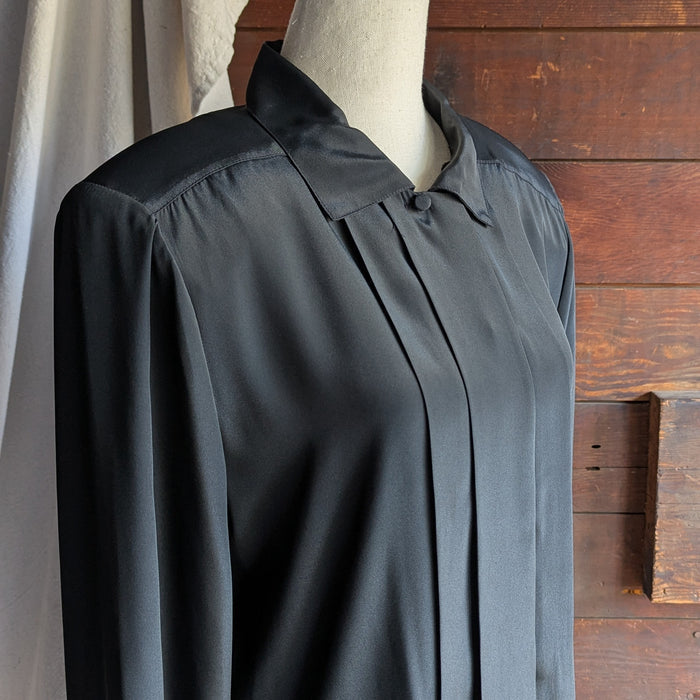 80s Vintage Black Boxy Blouse