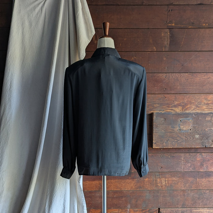80s Vintage Black Boxy Blouse