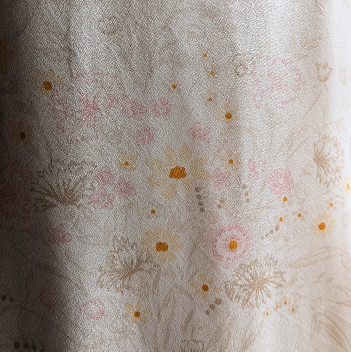 80s Vintage Floral Peachy Satin Blouse