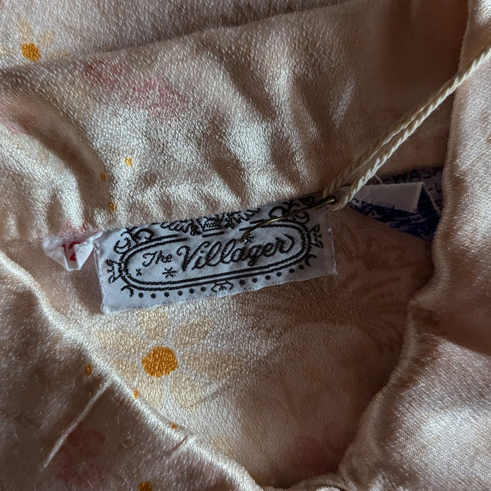 80s Vintage Floral Peachy Satin Blouse
