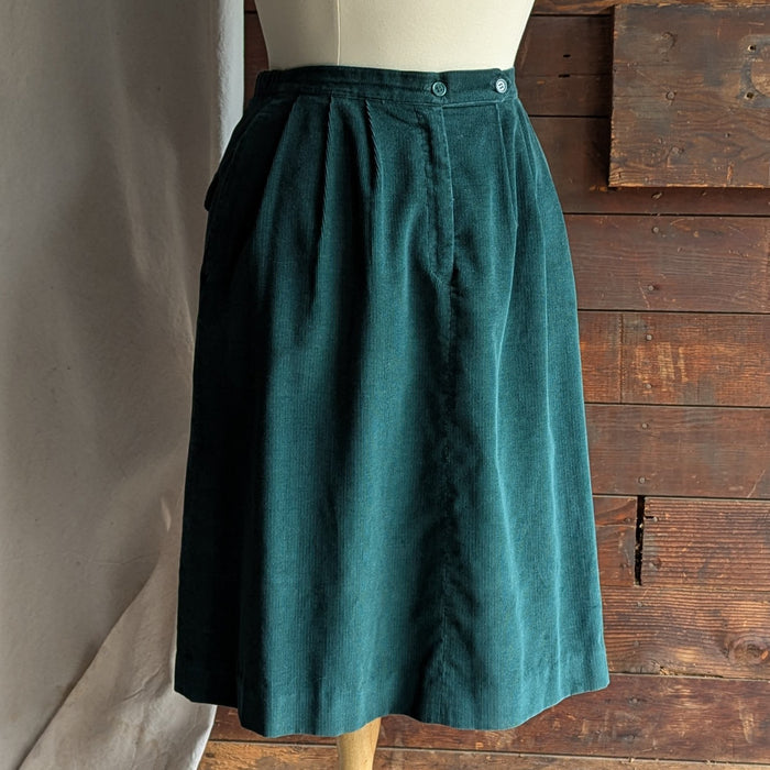 80s Vintage Forest Green Corduroy Skirt