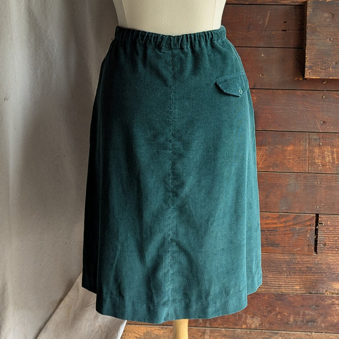 80s Vintage Forest Green Corduroy Skirt