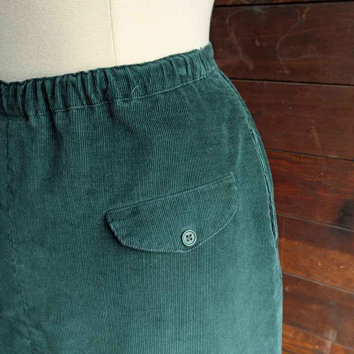 80s Vintage Forest Green Corduroy Skirt
