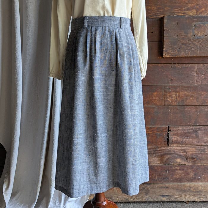 80s Vintage Grey Rayon Blend Midi Skirt