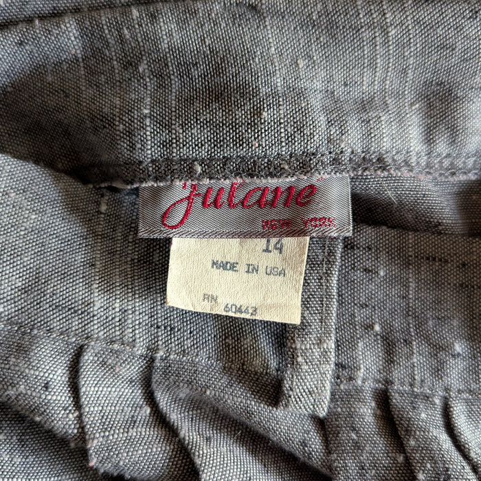 80s Vintage Grey Rayon Blend Midi Skirt