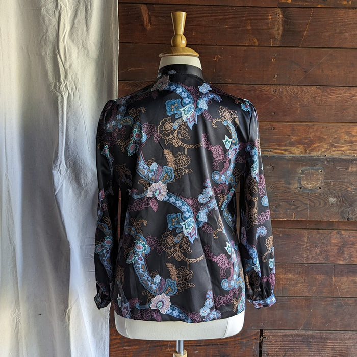 80s Vintage Paisley Polyester Blouse