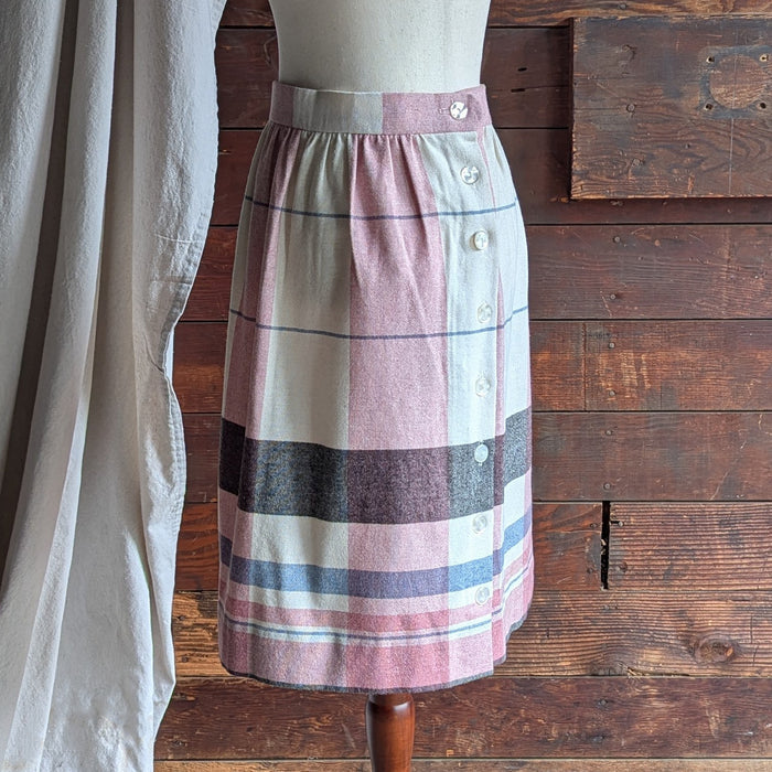 80s Vintage Pink and White Plaid Skirt