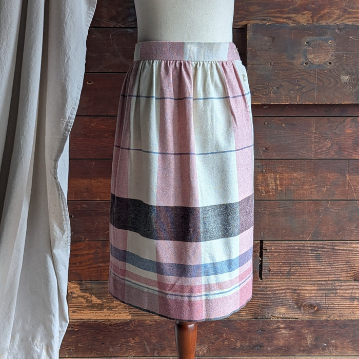 80s Vintage Pink and White Plaid Skirt