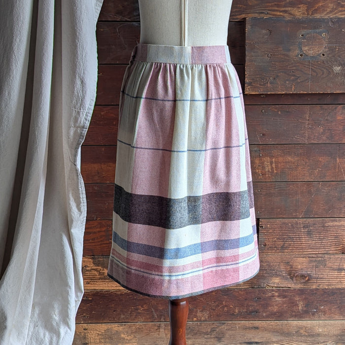 80s Vintage Pink and White Plaid Skirt
