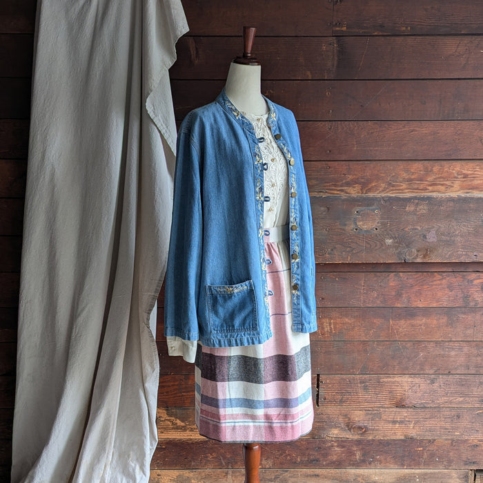 80s Vintage Pink and White Plaid Skirt