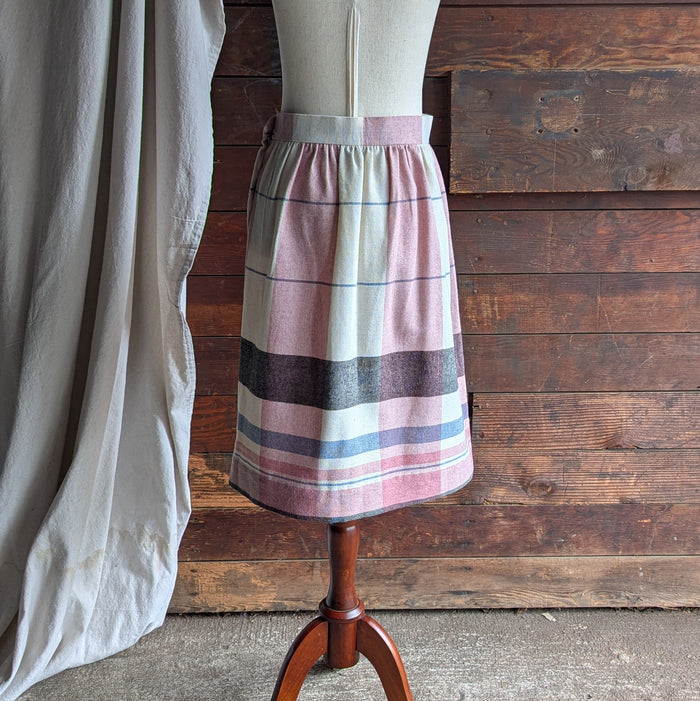 80s Vintage Pink and White Plaid Skirt