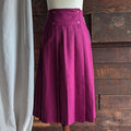 80s Vintage Pleated Fuschia Midi Skirt