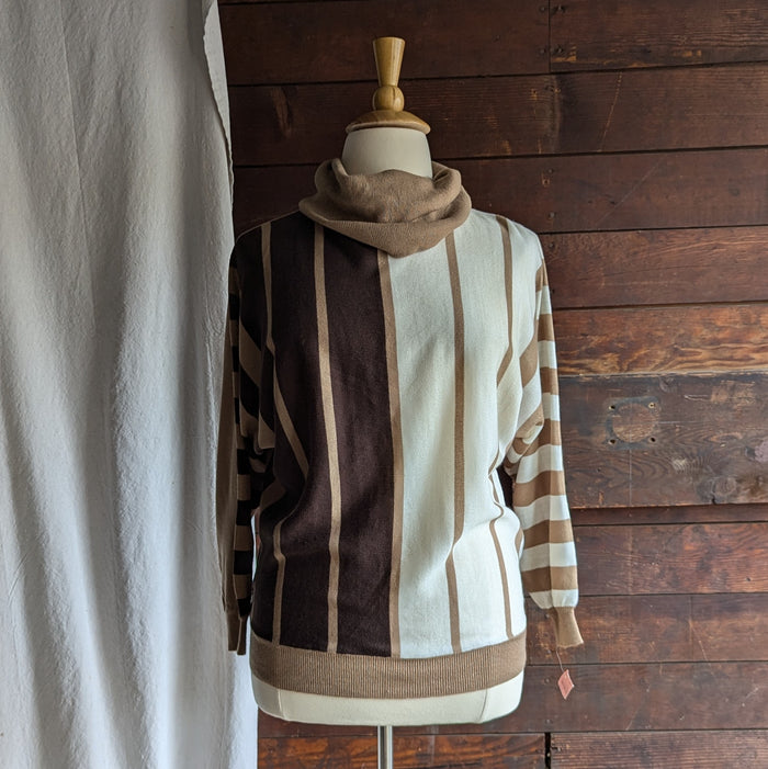 80s Vintage Plus Size Coffee-and-Cream Dolman Sleeve Sweater