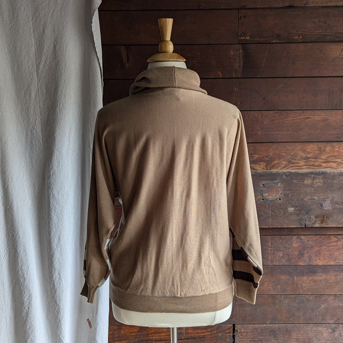 80s Vintage Plus Size Coffee-and-Cream Dolman Sleeve Sweater
