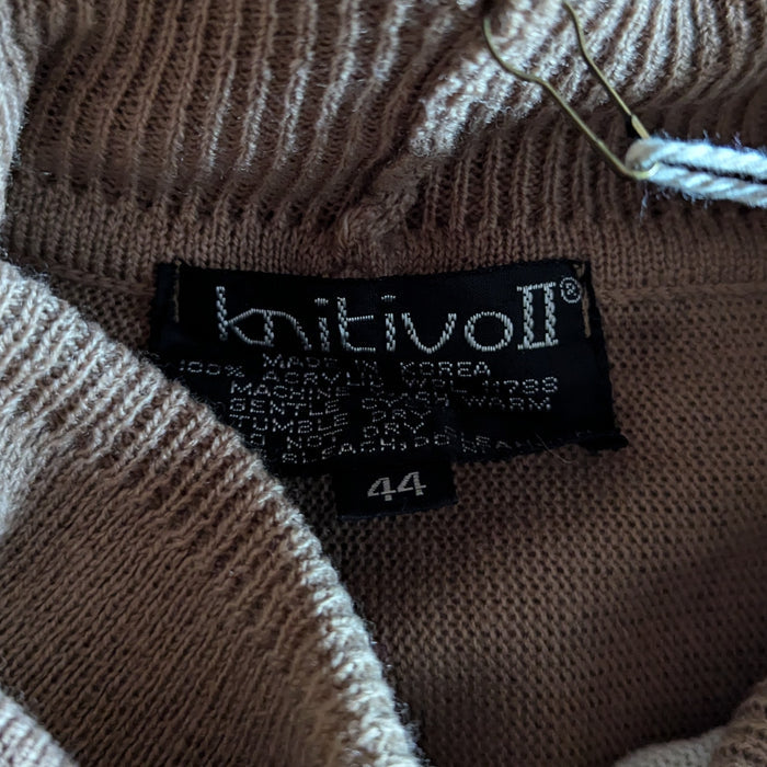 80s Vintage Plus Size Coffee-and-Cream Dolman Sleeve Sweater