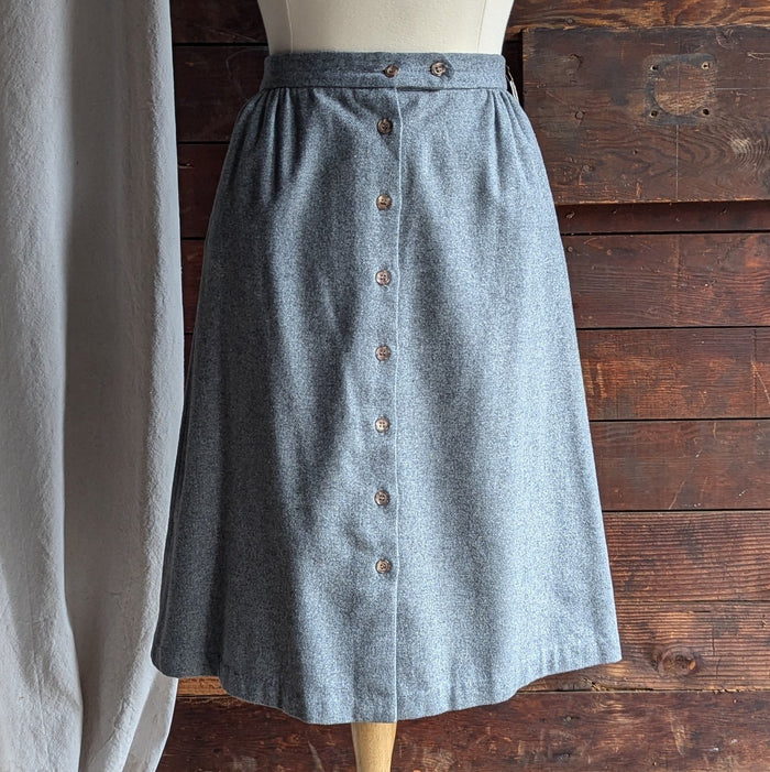 80s Vintage Plus Size Grey Tweed Midi Skirt