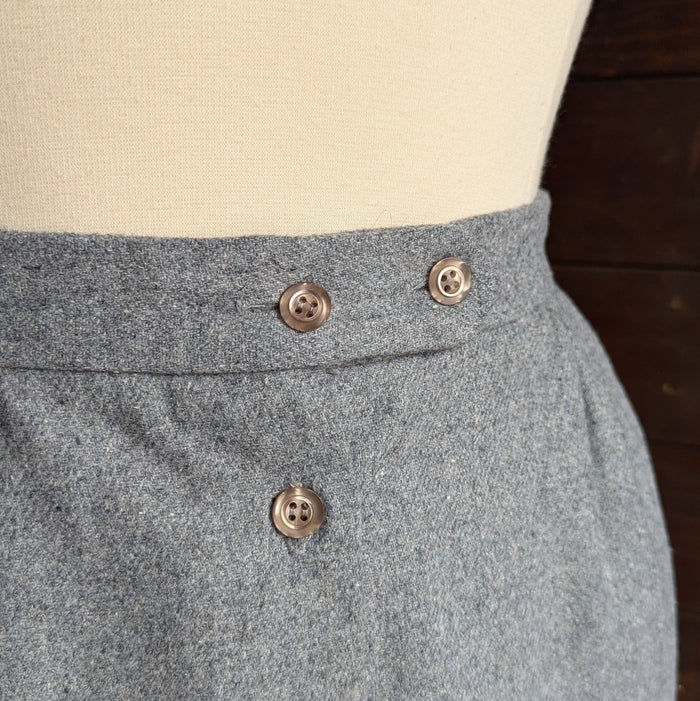 80s Vintage Plus Size Grey Tweed Midi Skirt