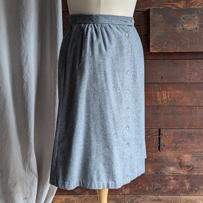 80s Vintage Plus Size Grey Tweed Midi Skirt