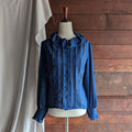 80s Vintage Sheer Blue Ruffled Blouse
