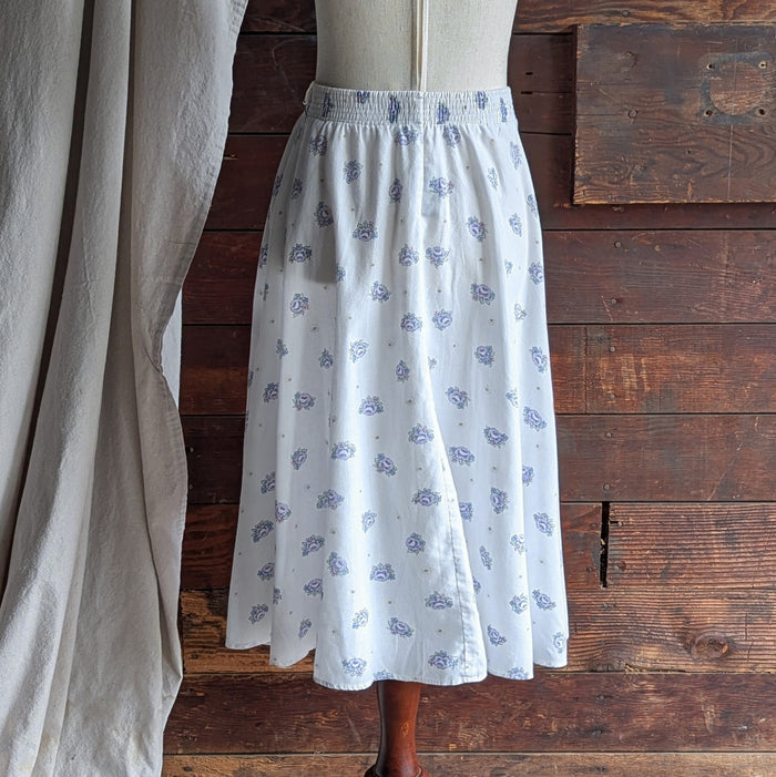 80s Vintage White Lightweight Midi Skirt