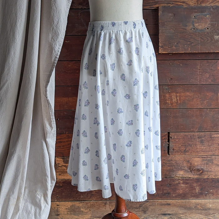 80s Vintage White Lightweight Midi Skirt