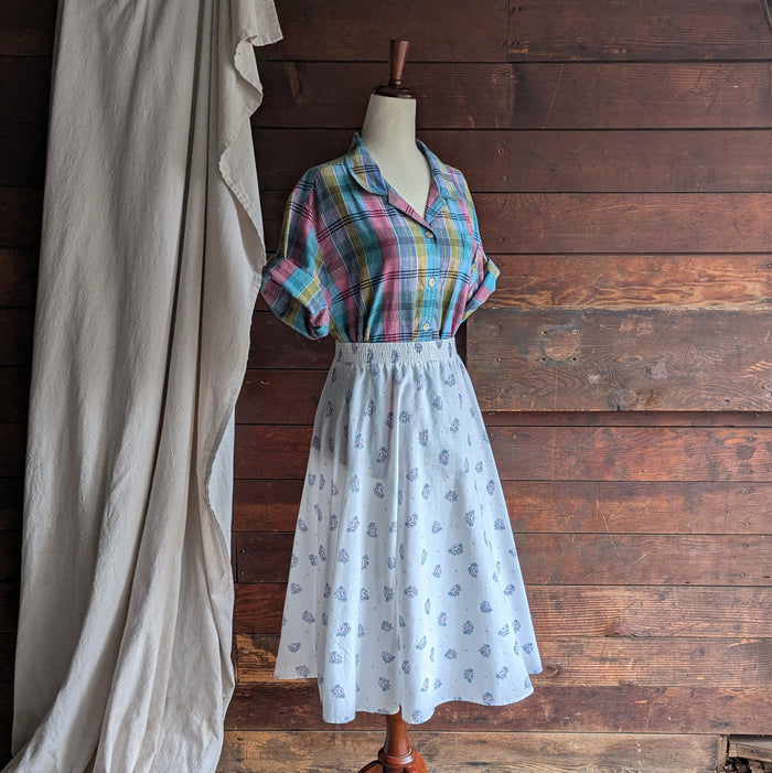 80s Vintage White Lightweight Midi Skirt