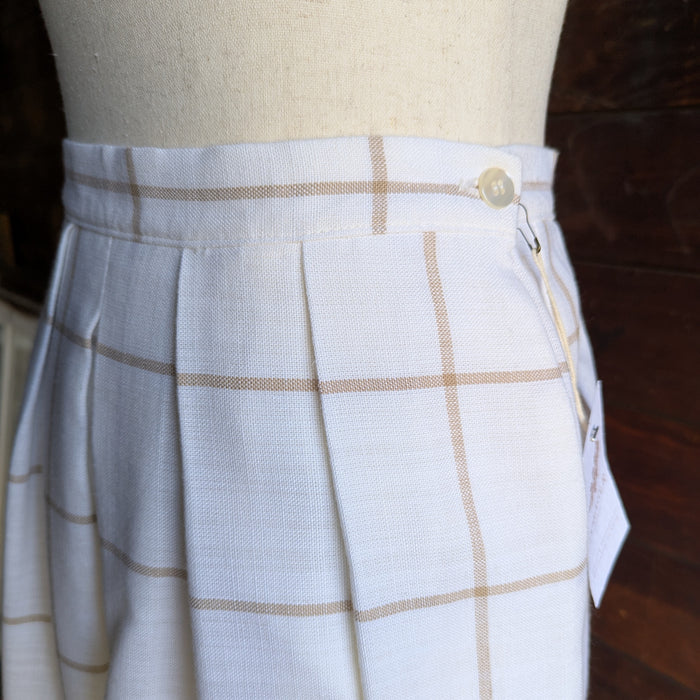 80s Vintage White Windowpane Check Skirt
