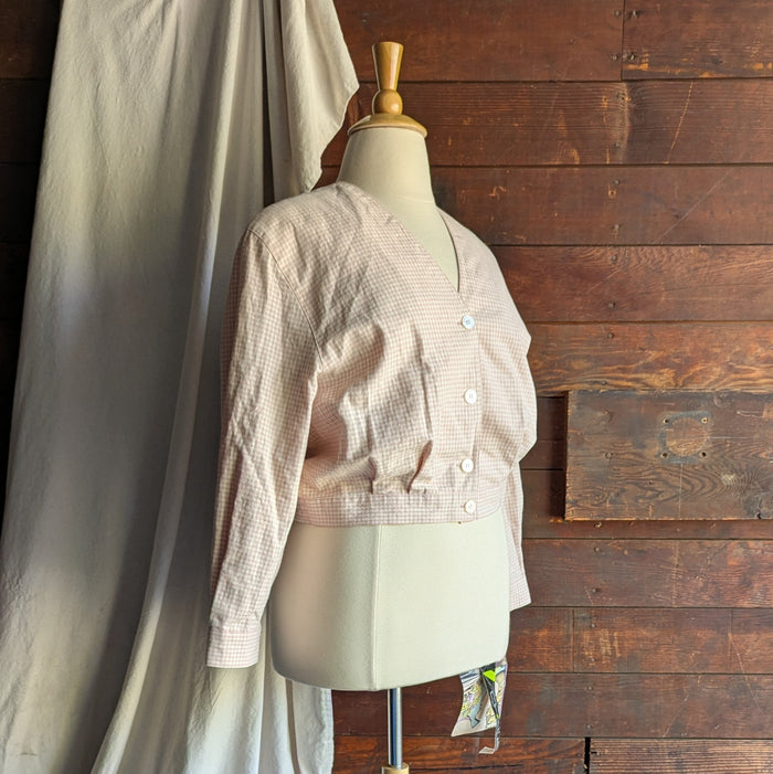 80s/90s Vintage Light Pink Gingham Cropped Jacket