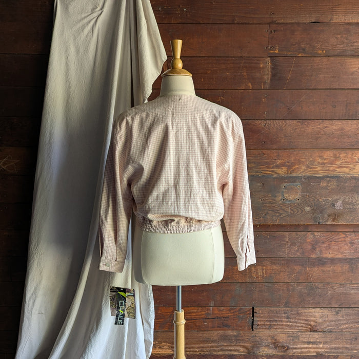 80s/90s Vintage Light Pink Gingham Cropped Jacket