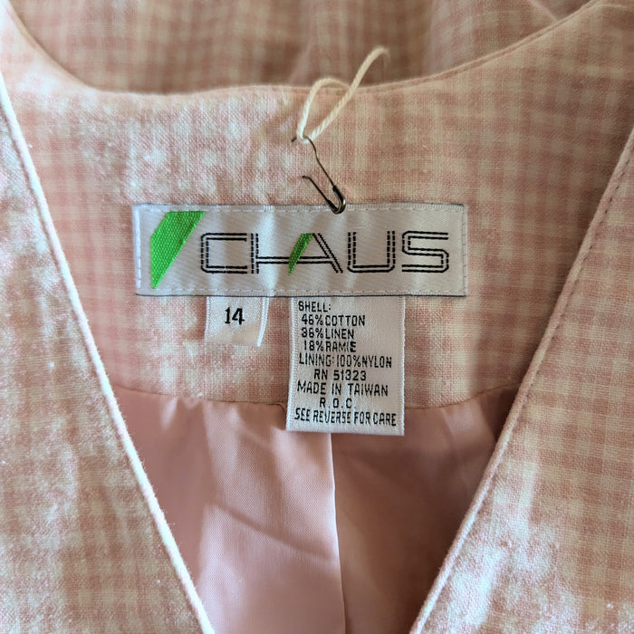 80s/90s Vintage Light Pink Gingham Cropped Jacket