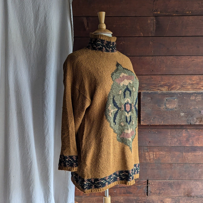 80s/90s Vintage Plus Size Brown Acrylic Knit Sweater