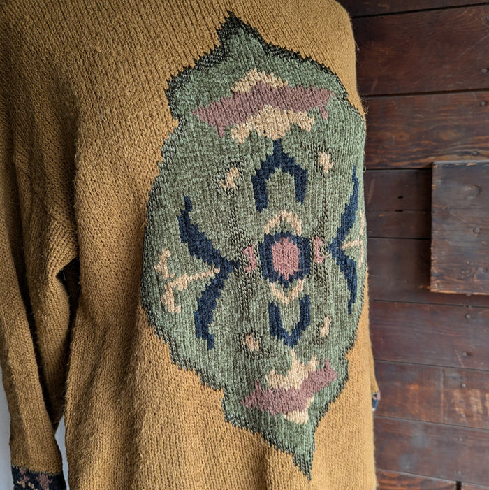 80s/90s Vintage Plus Size Brown Acrylic Knit Sweater