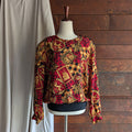 80s/90s Vintage Red Heraldry Print Blouse