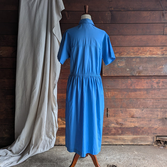 90s Vintage Blue Shortsleeve Maxi Shirtdress