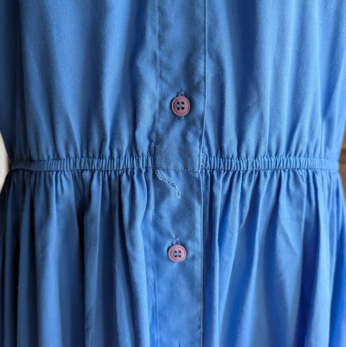 90s Vintage Blue Shortsleeve Maxi Shirtdress