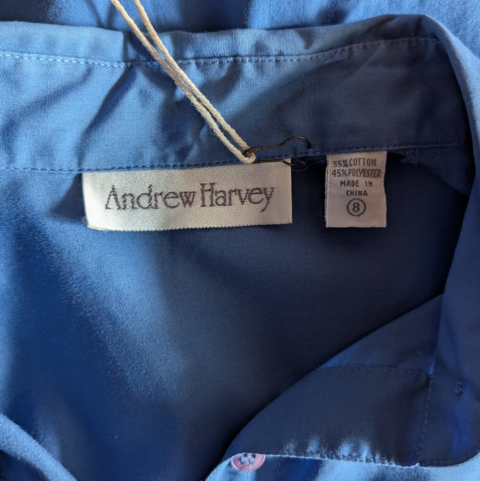 90s Vintage Blue Shortsleeve Maxi Shirtdress